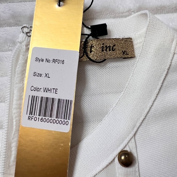 #A097    FT INC  Romantic  White Studded  Vintage  Bodycon Dress  NWT   XL - Picture 6 of 10